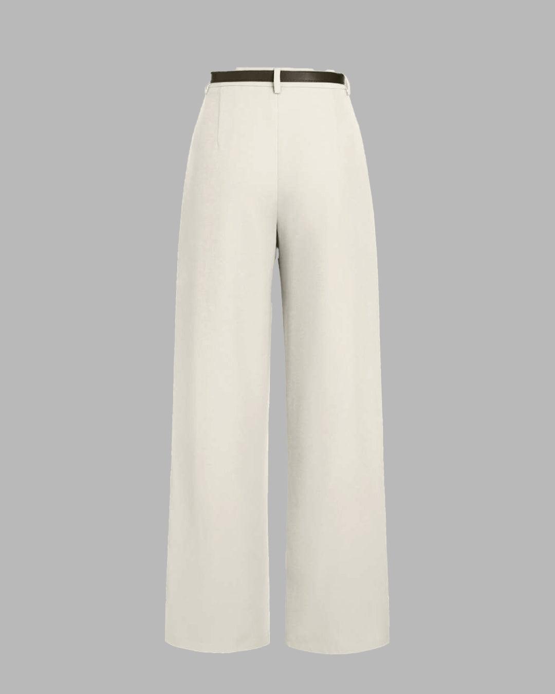 High-waist pleated wide-leg trousers 