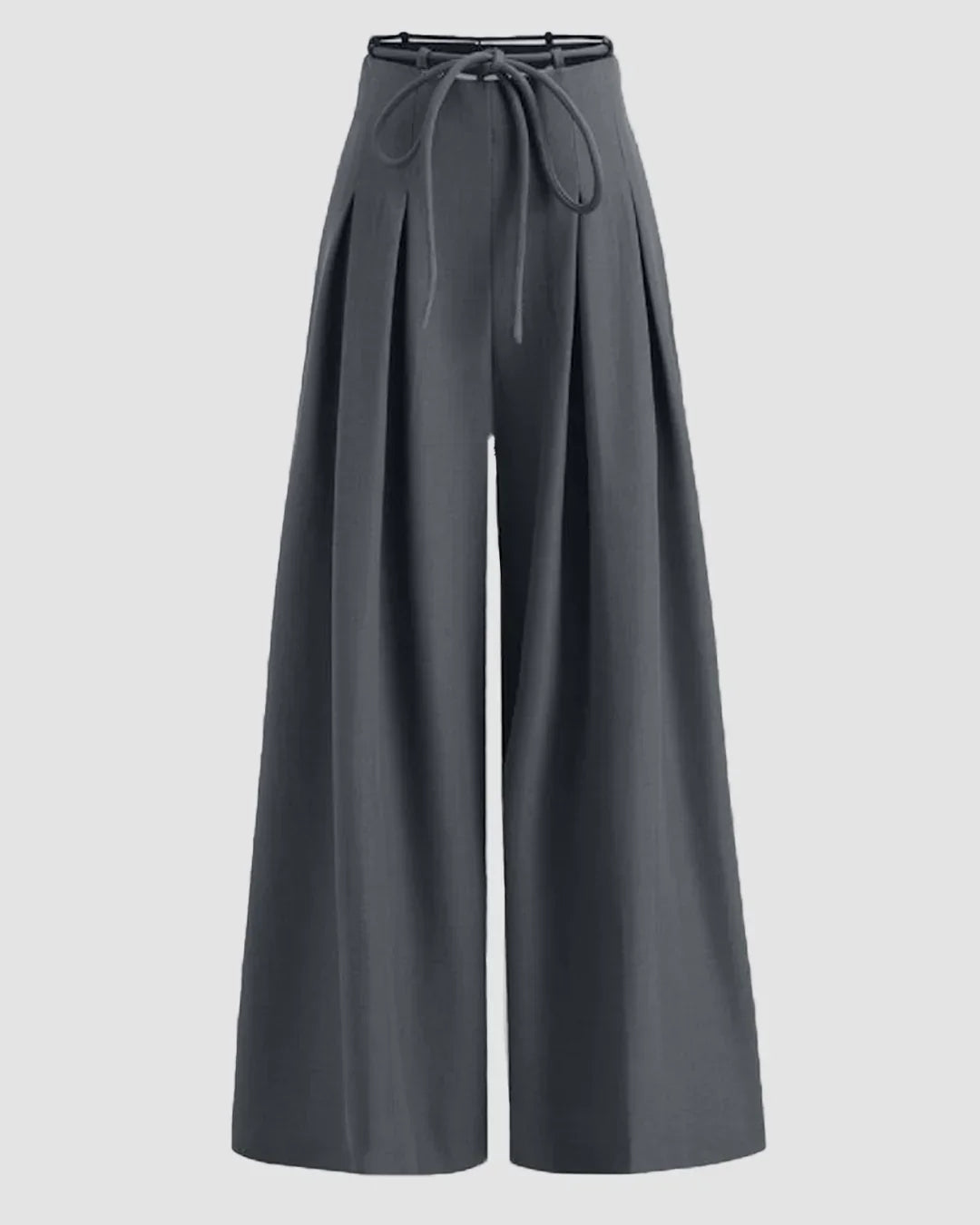 High-waist tie-belt trousers