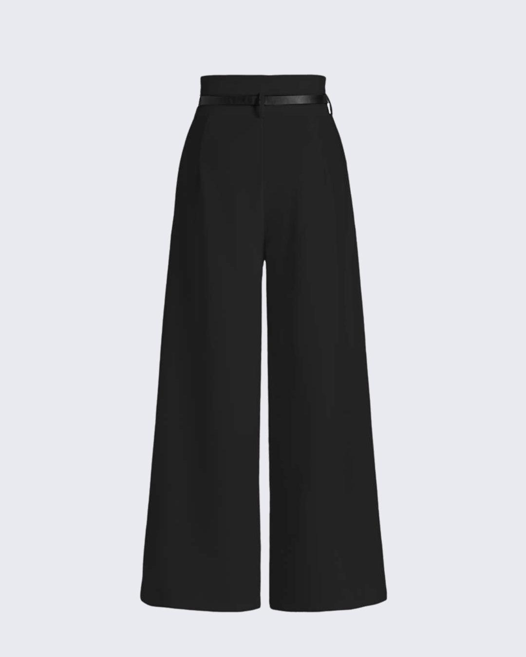 Black high-waist pleated trousers