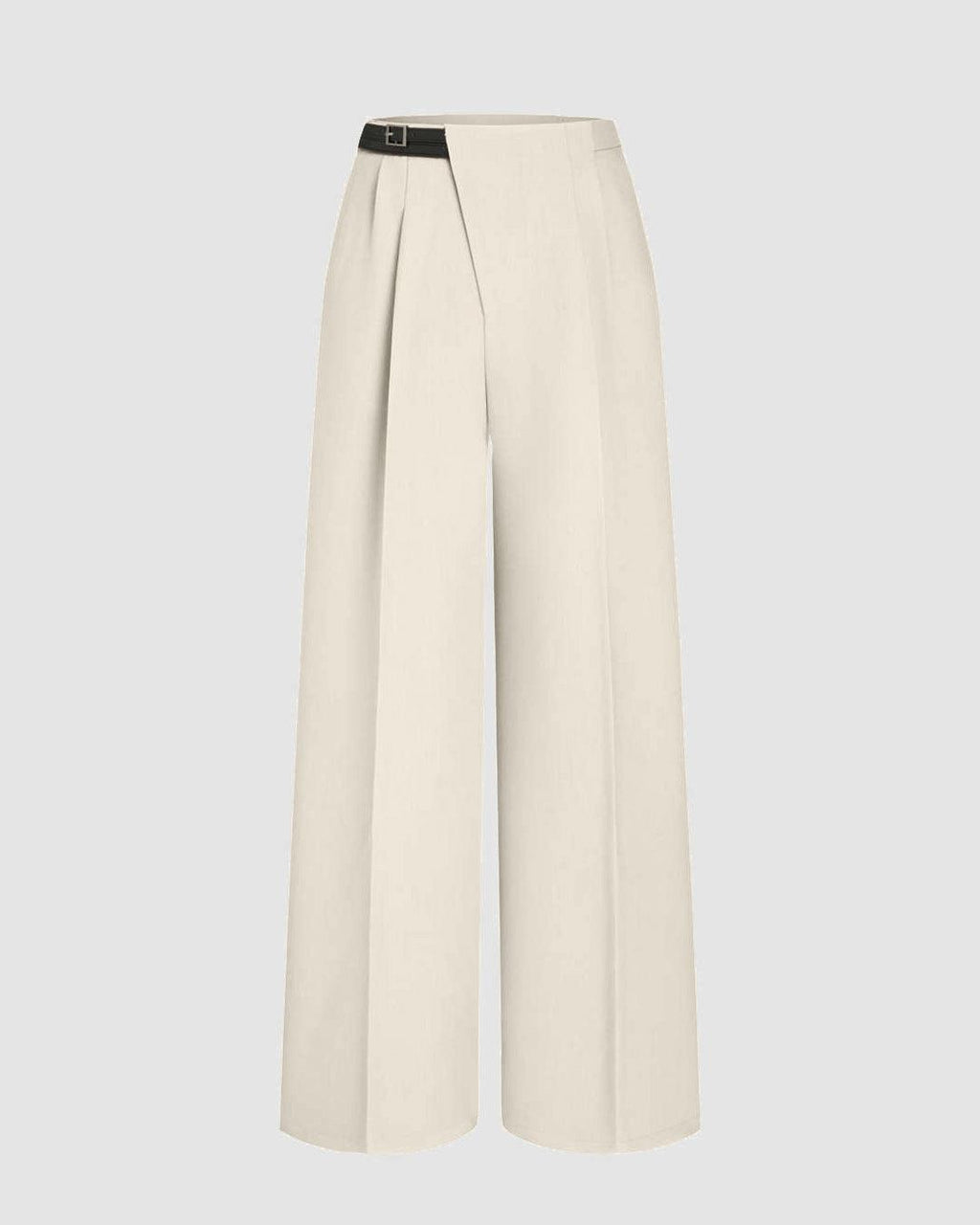 Cream wrap pleated trousers