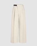 Cream wrap pleated trousers