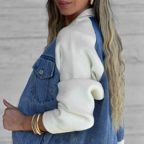 Alica | Denim-knit bomber cardigan