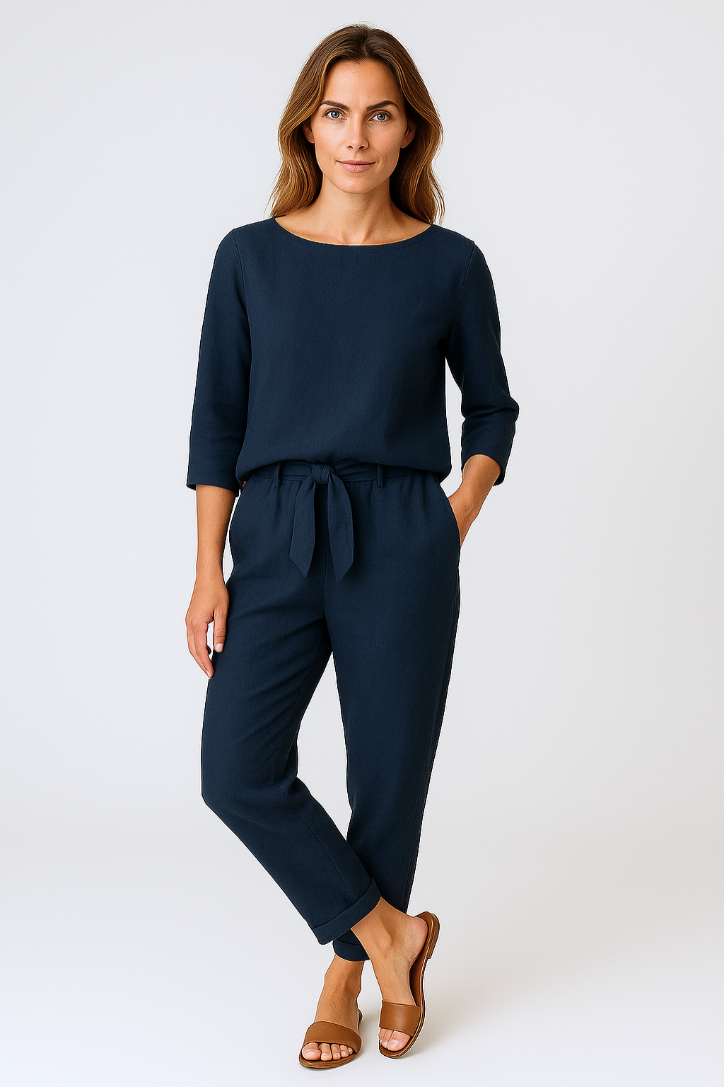 Mia | Two-piece set with tie belt