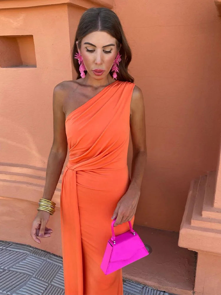 Lia | One‑shoulder maxi-jurk