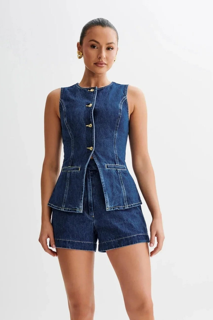 Denim Vest & Shorts
