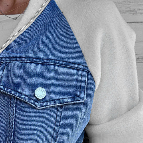 Alica | Denim-gebreide bombervest