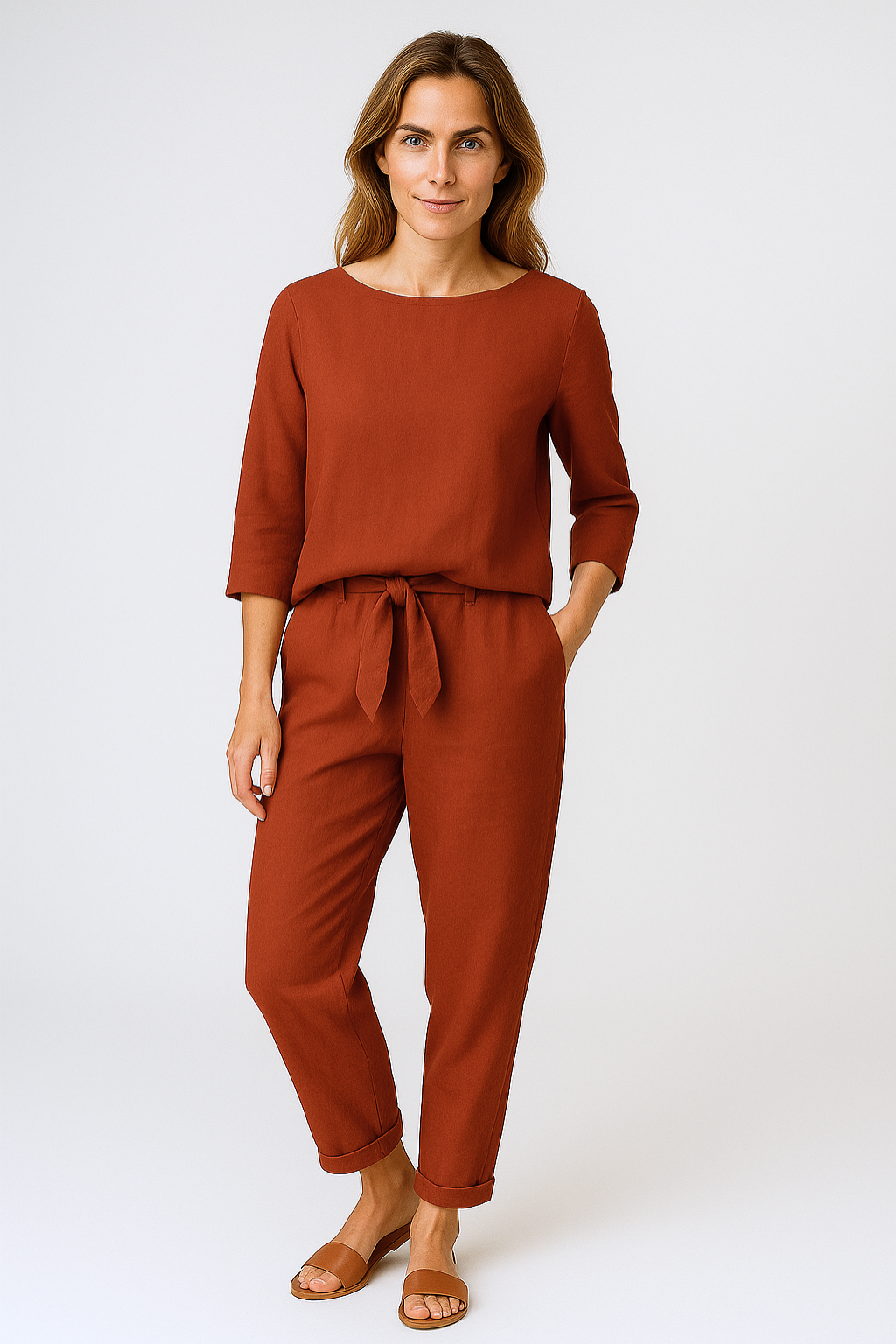 Mia | Two-piece set with tie belt