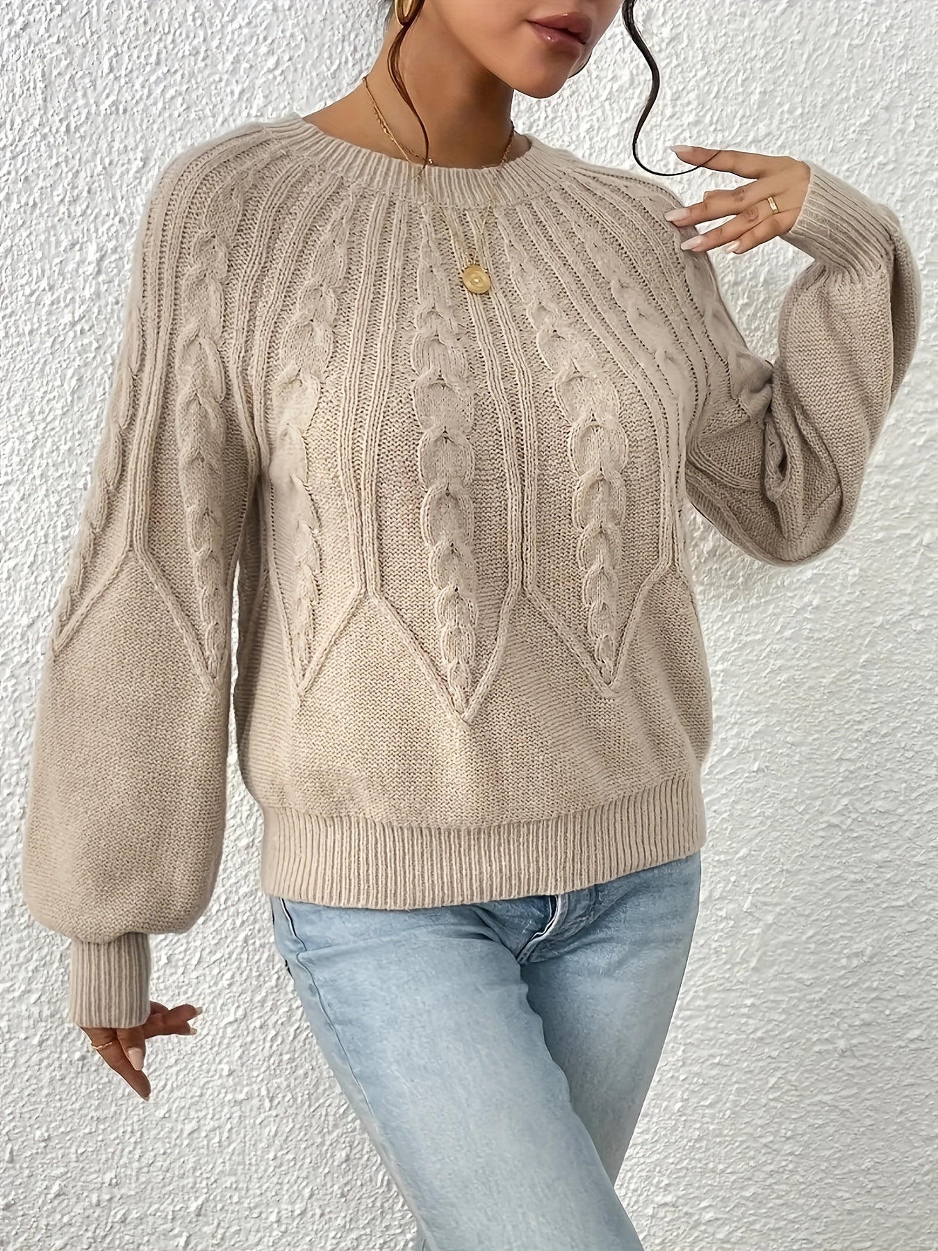 Kimber | cable-knit jumper with lantern sleeves