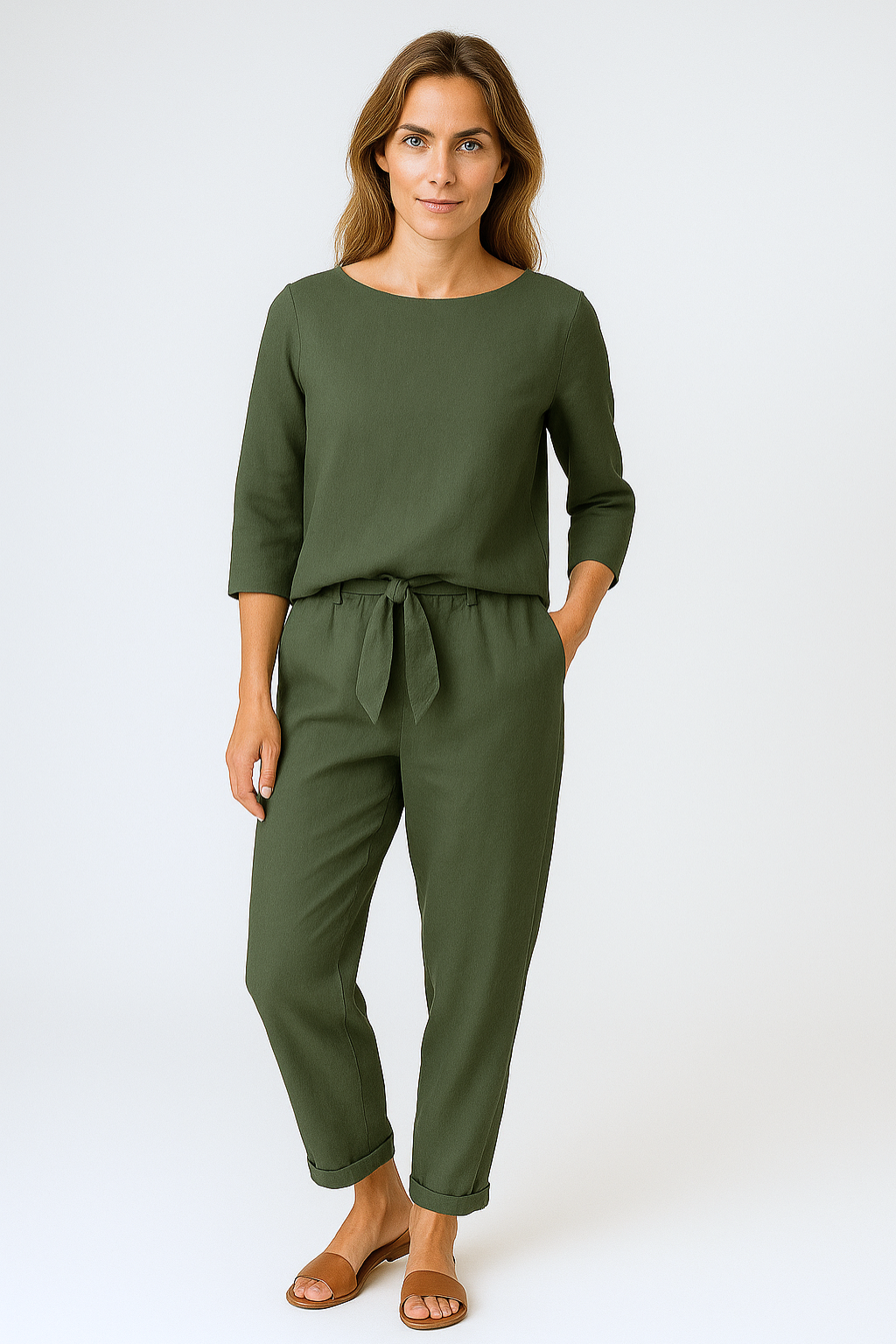 Mia | Two-piece set with tie belt