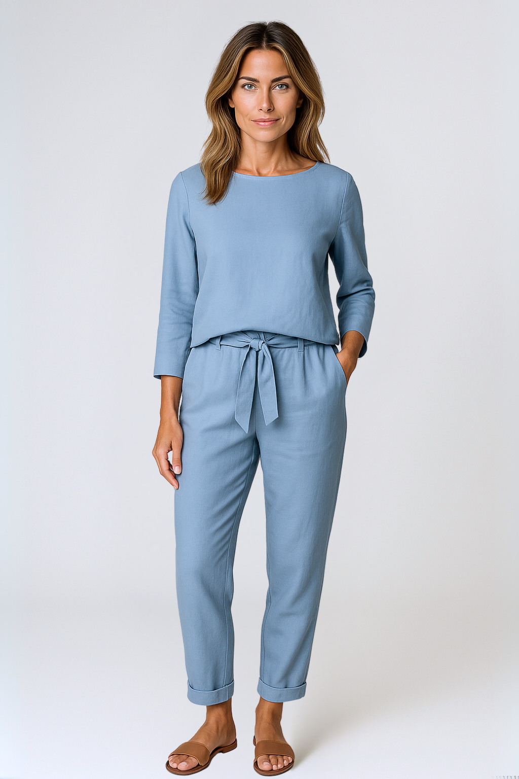 Mia | Two-piece set with tie belt