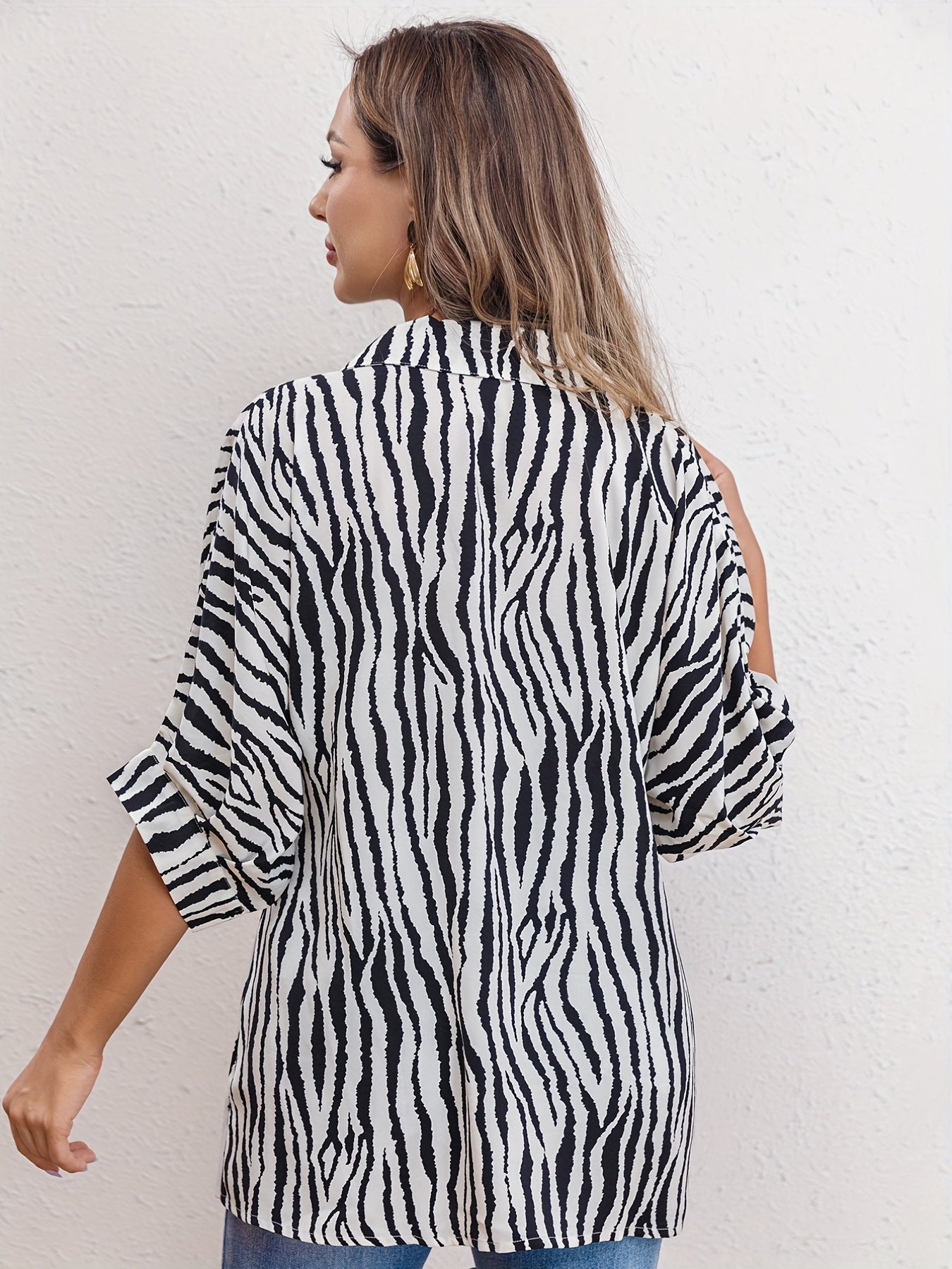 Judah | Blouse met zebraprint en cuffed sleeves