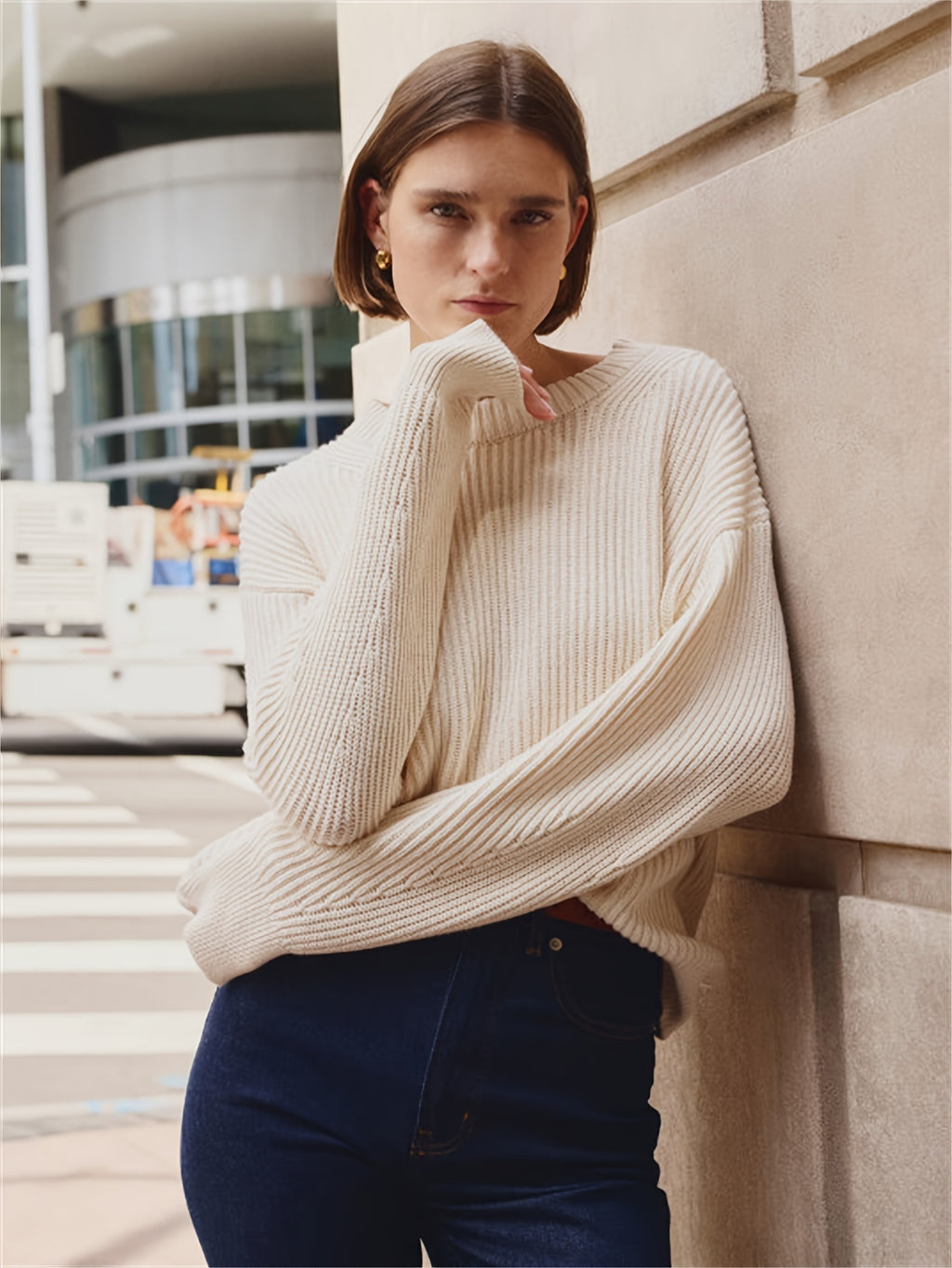 Dianna | Wide vintage jumper with round neck