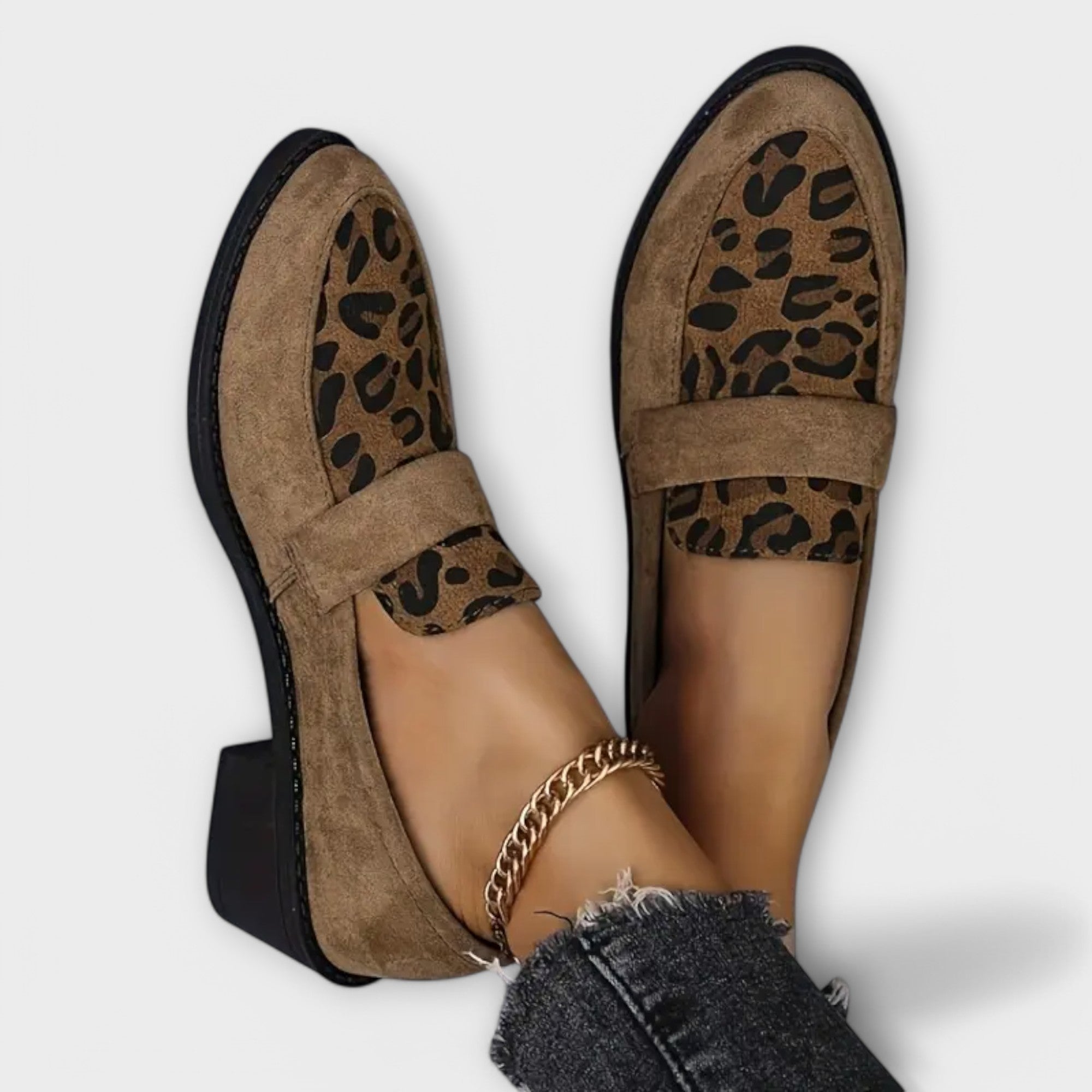 Karla | Leopard‑panel loafers
