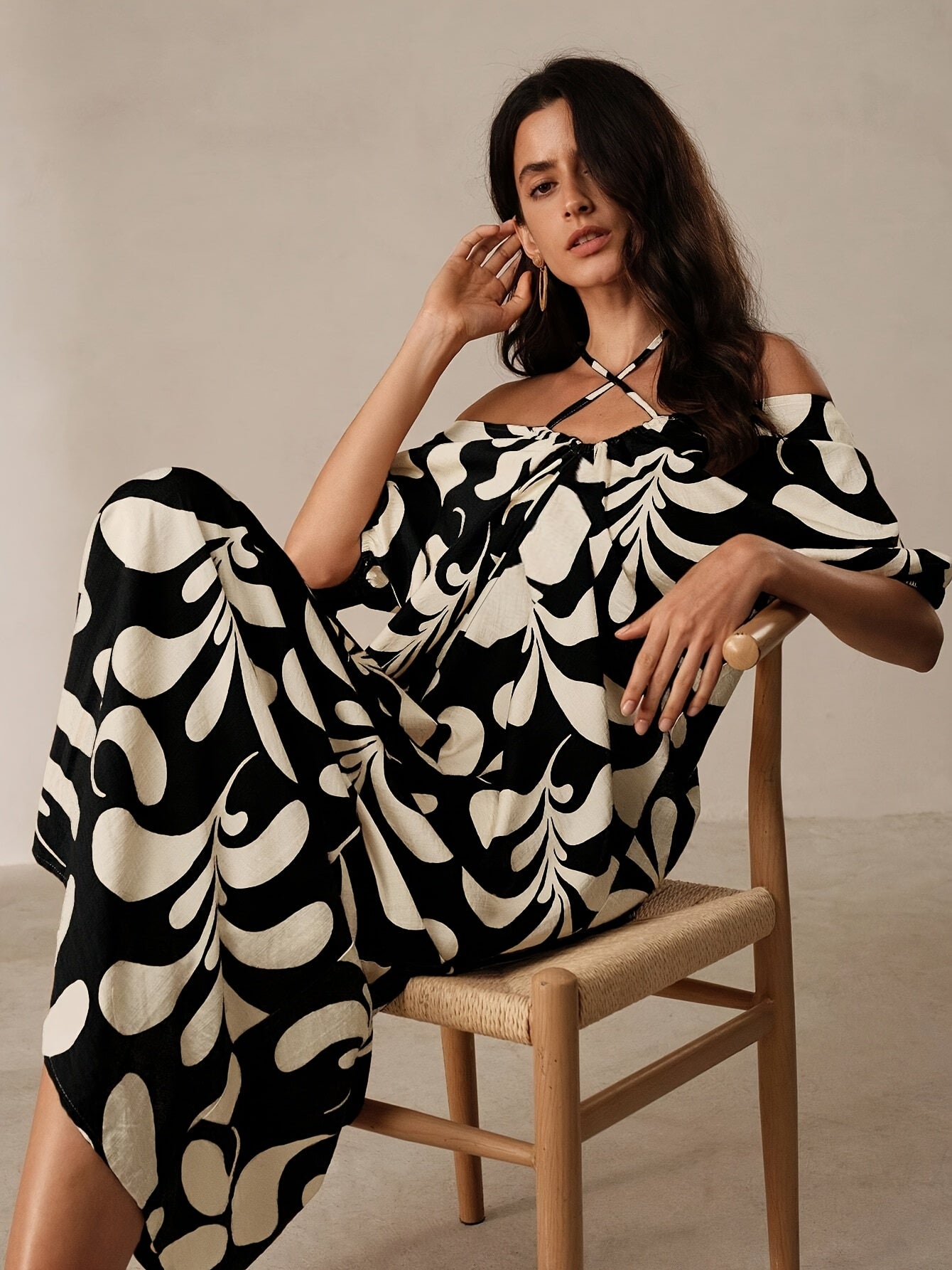 Isla | Maxi jurk met bladprint