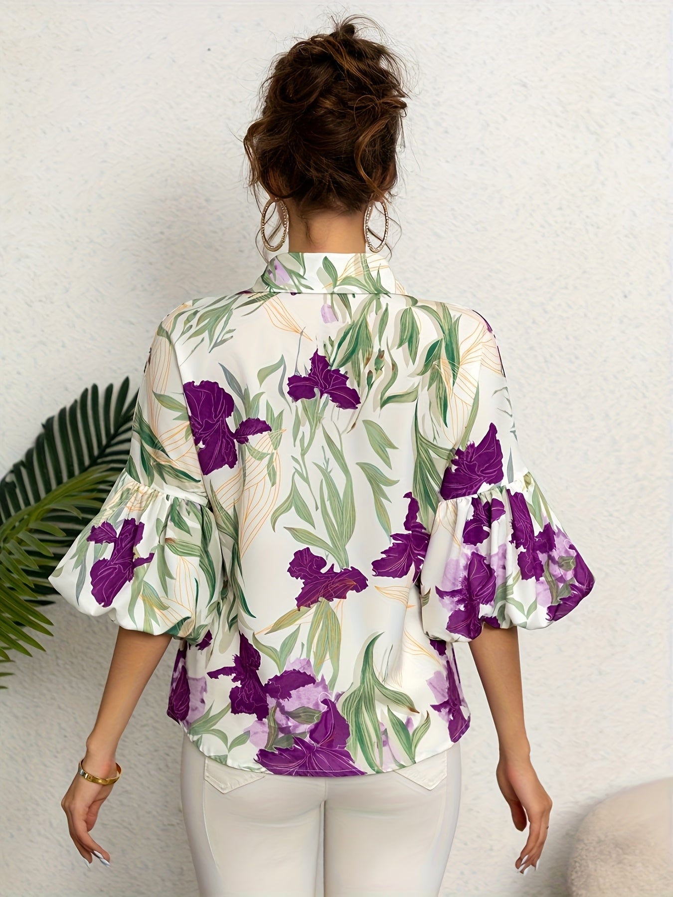 Kyra | Blouse met bladprint