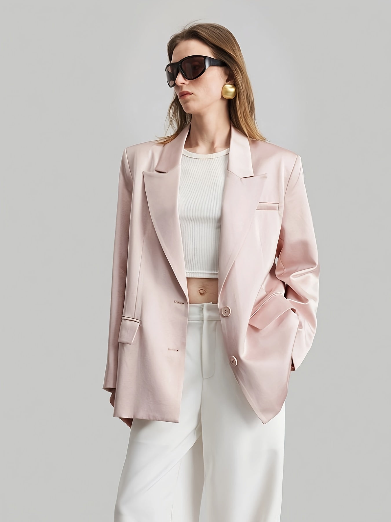 Rosé Satijnen Blazer