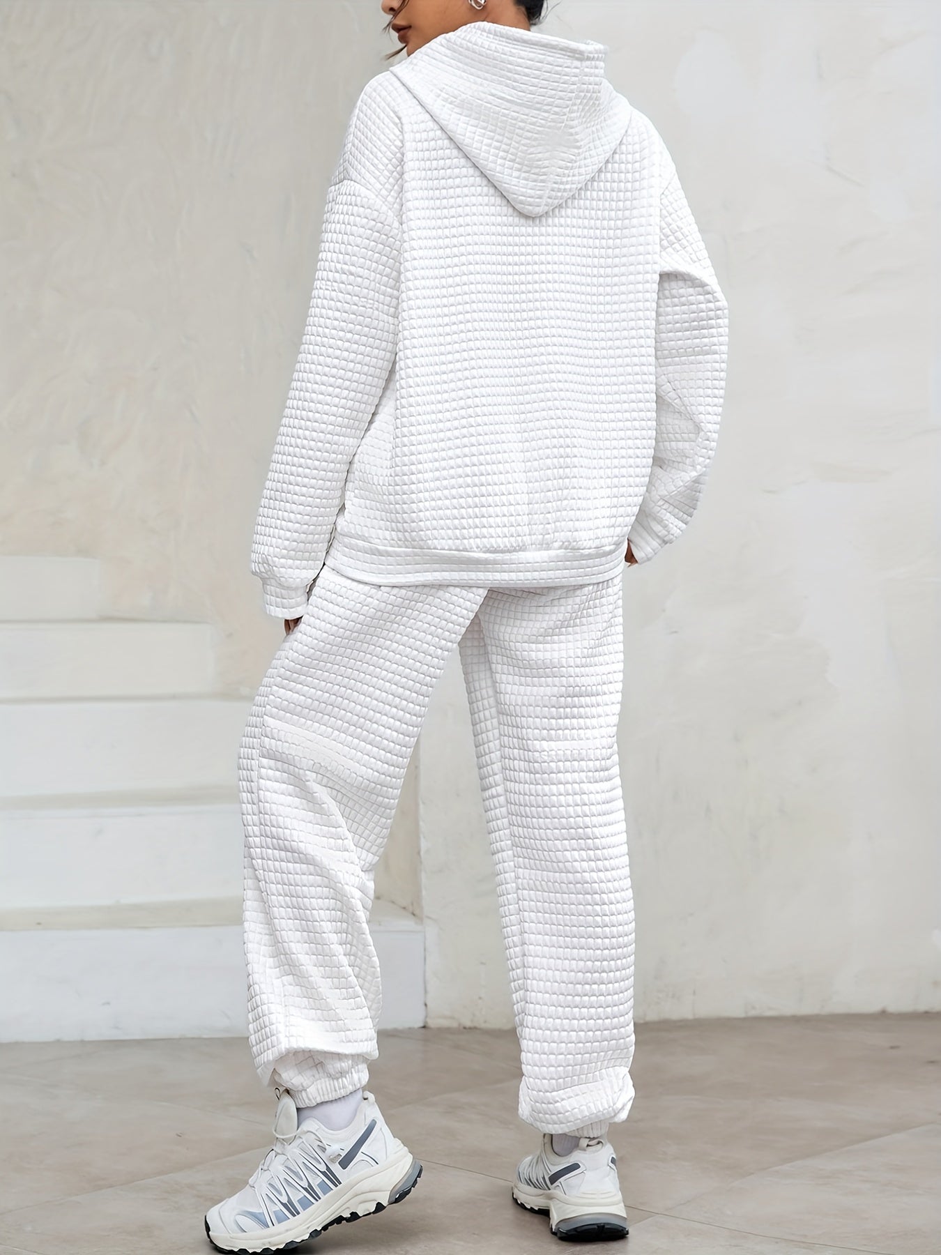 Tweedelige set met Wafeldetail
