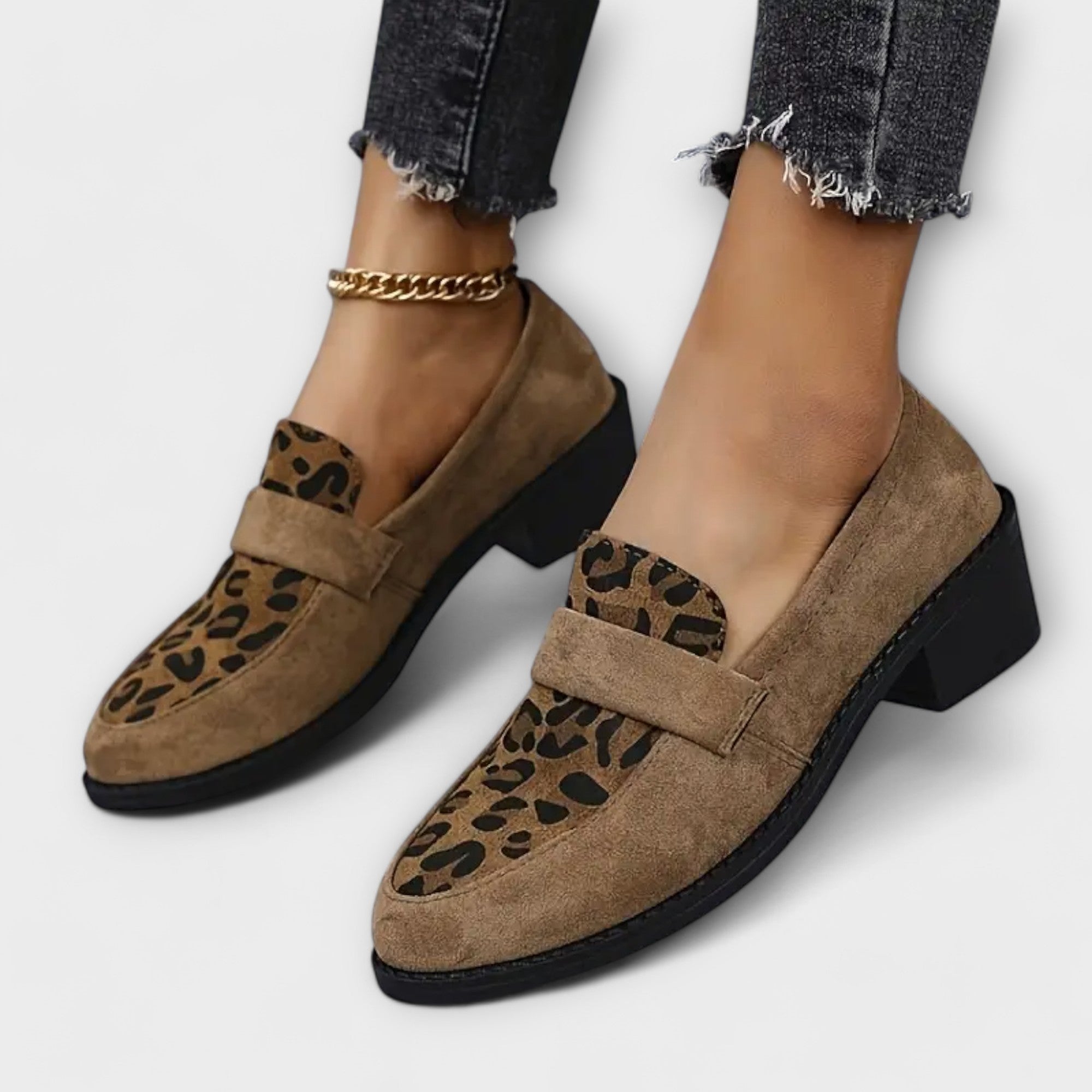 Karla | Leopard‑panel loafers