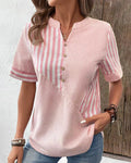 Ava | Pink striped short-sleeve blouse