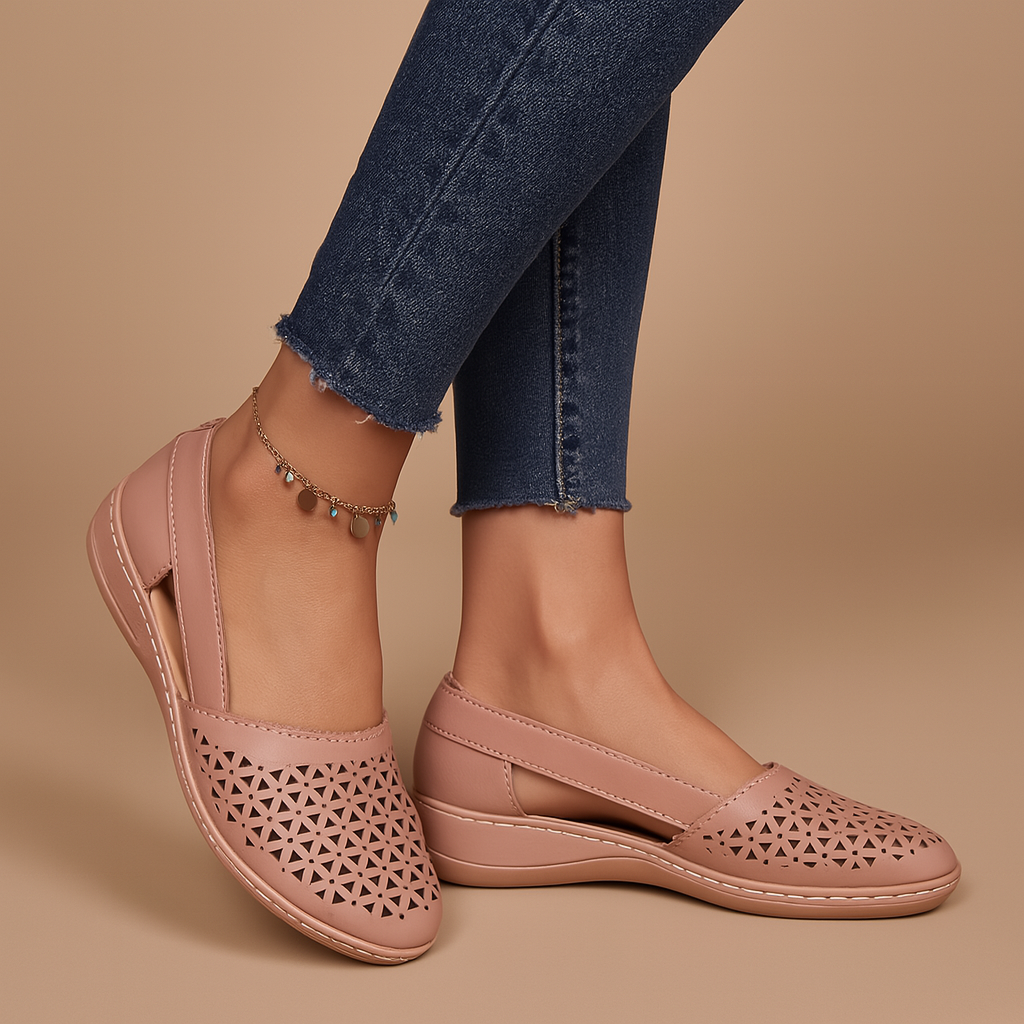 Salmon colouredAiry slip-on shoes with cutouts