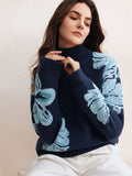 Navy jumper with floral pattern