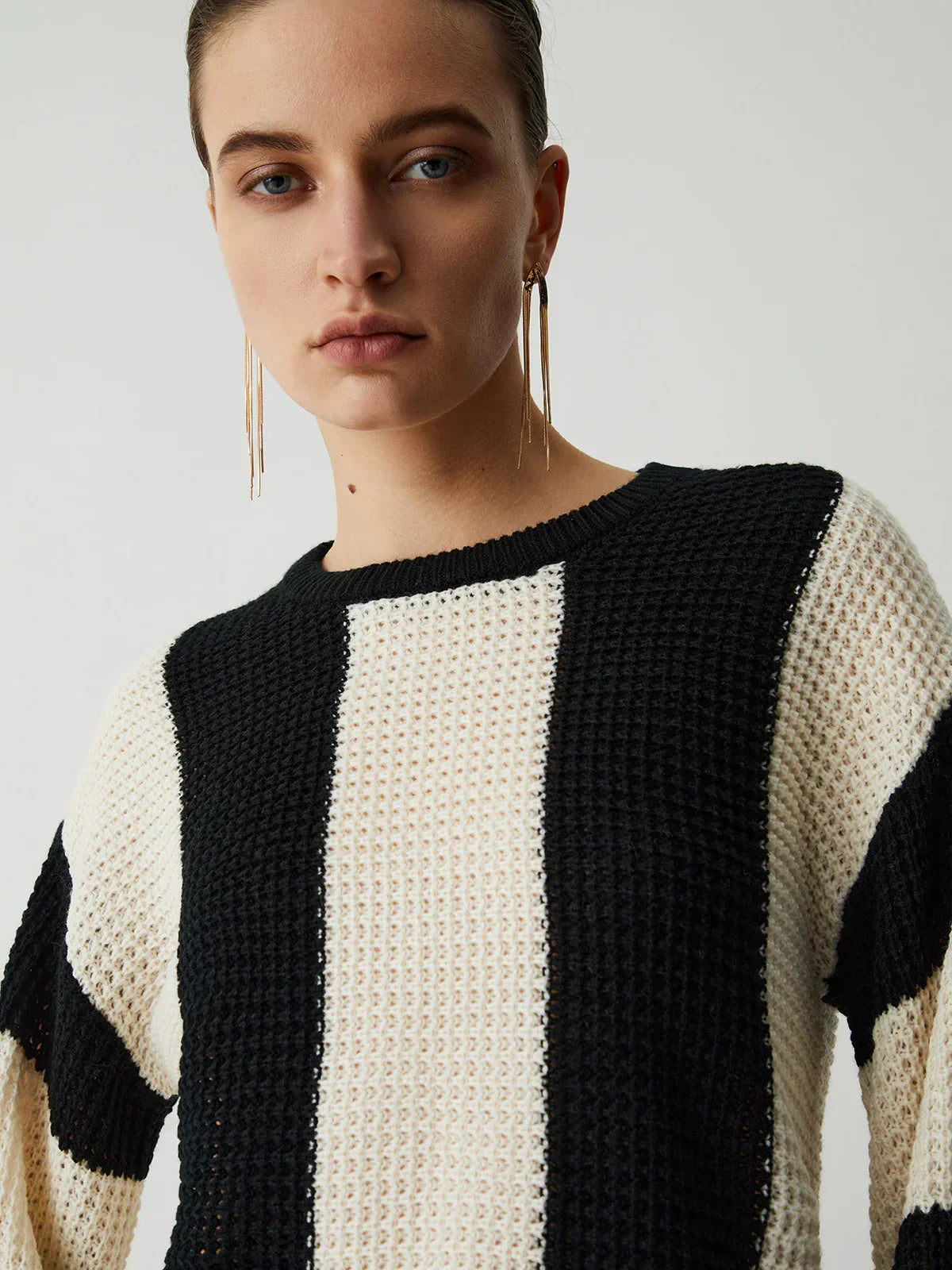 Joana | Hollow pointelle stripe sweater