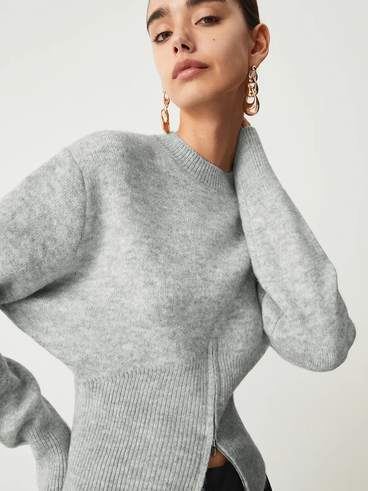 Jalila | Half zip fuzzy sweater