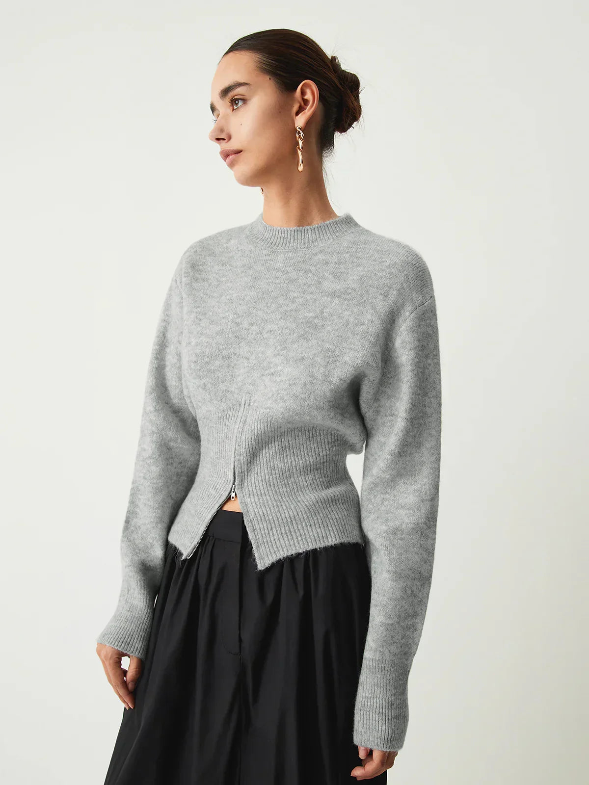 Jalila | Half zip fuzzy sweater