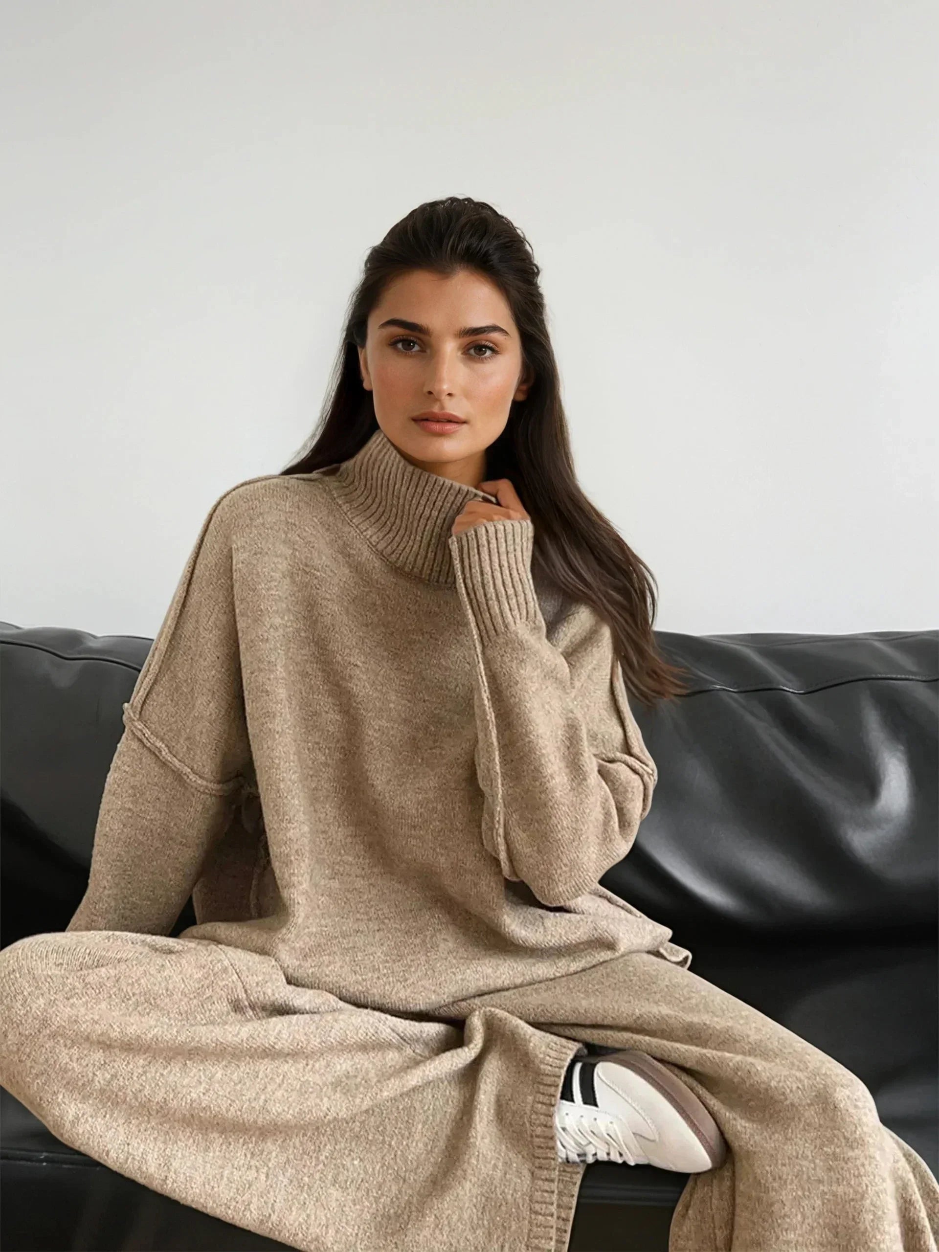 Jeena | Turtleneck knit-and-pants set