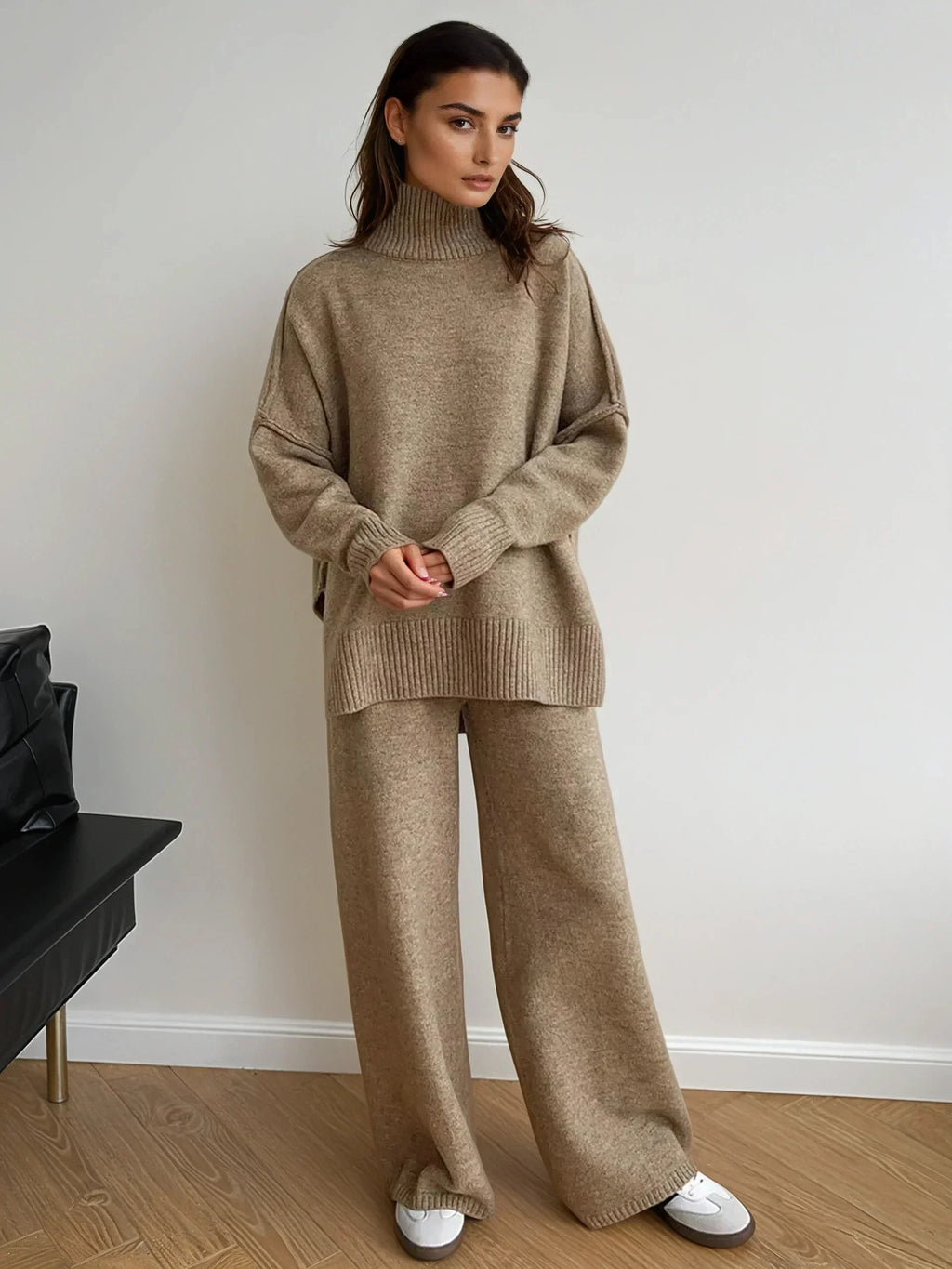 Jeena | Turtleneck knit-and-pants set