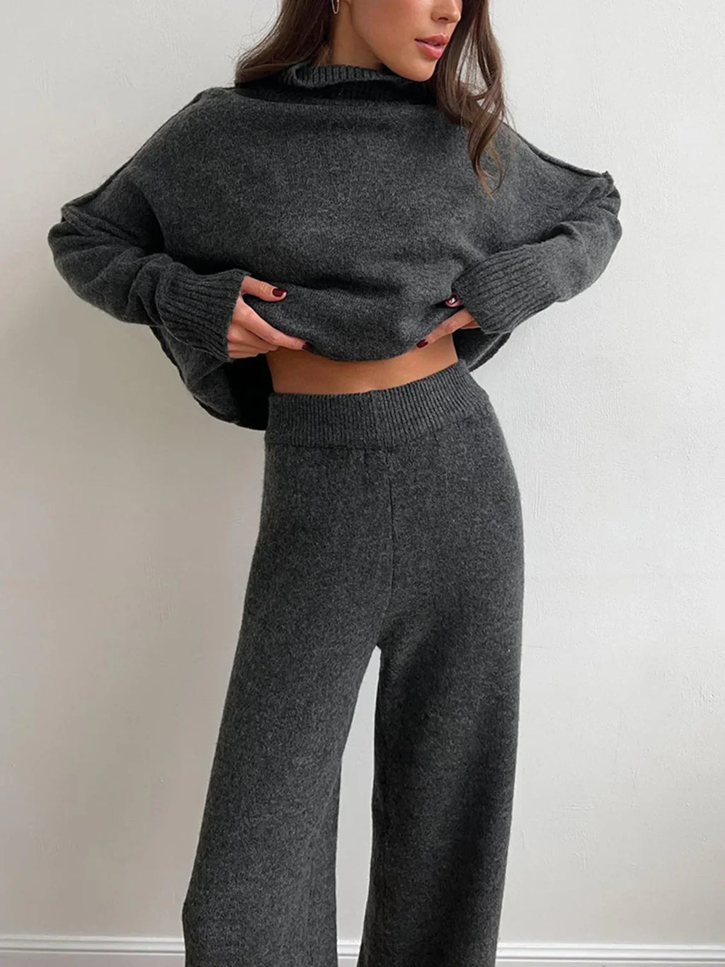 Jeena | Turtleneck knit-and-pants set