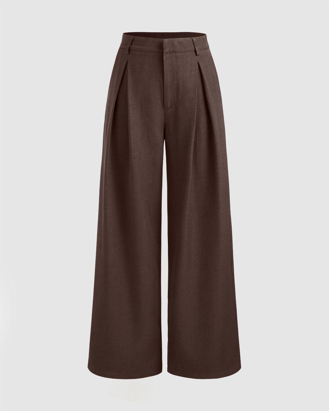 Cocoa brown straight-leg trousers