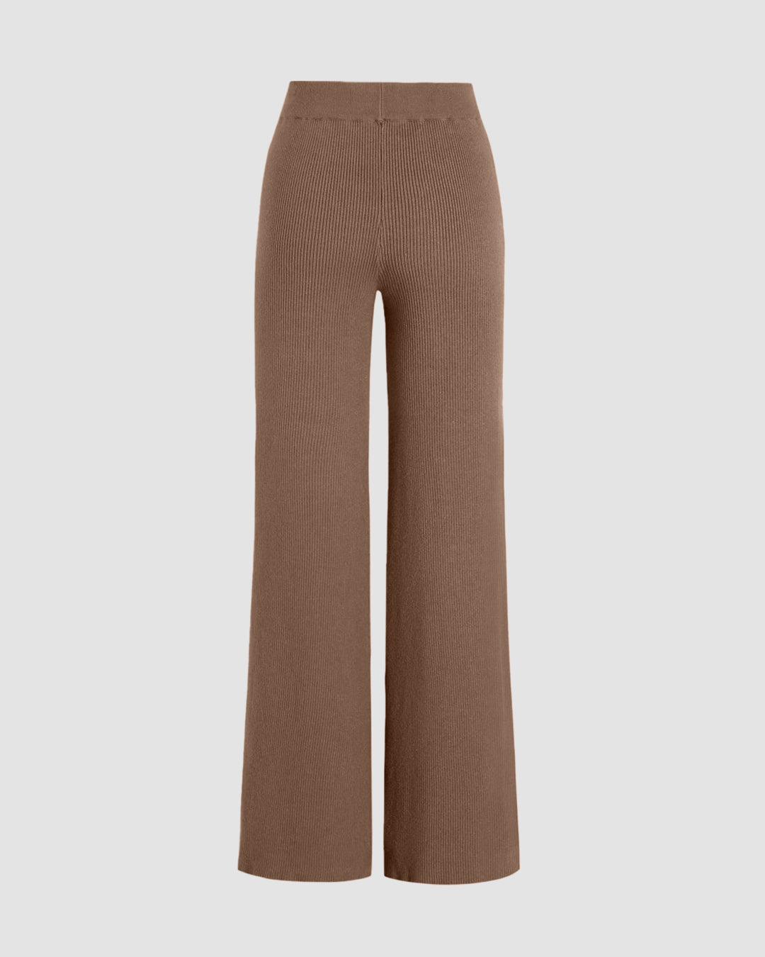 Back view of Ribbed wide-leg trousers