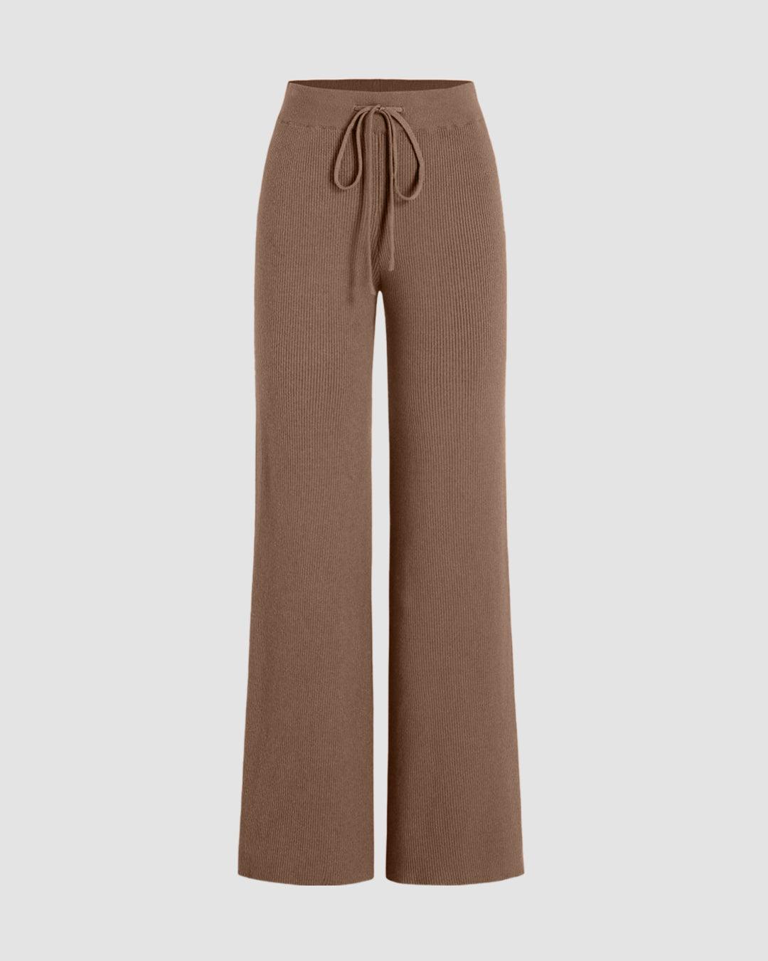 Ribbed wide-leg trousers