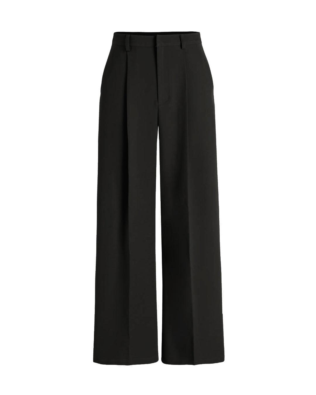 Pleated wide-leg trousers in black