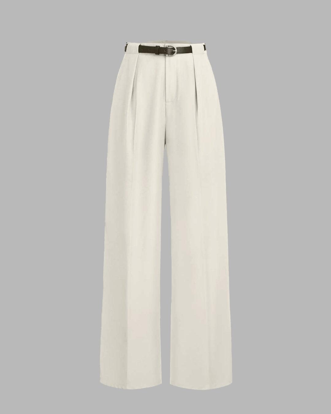 High-waist pleated wide-leg trousers 