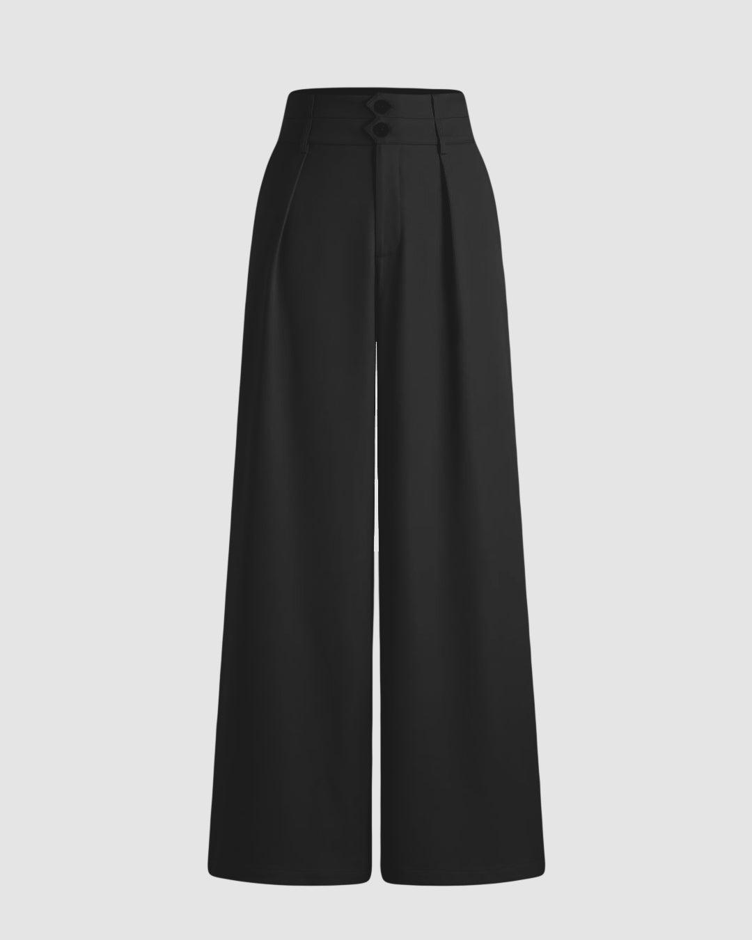 Black Pleated wide-leg pants