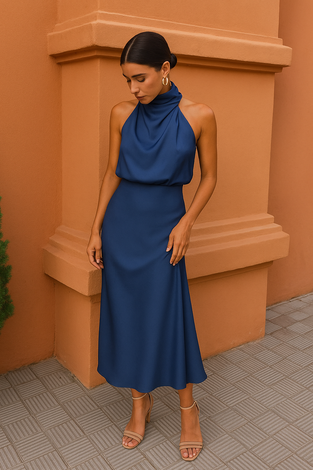 Celine | Halterneck midi-jurk