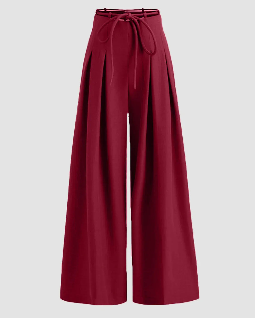 High-waist tie-belt trousers