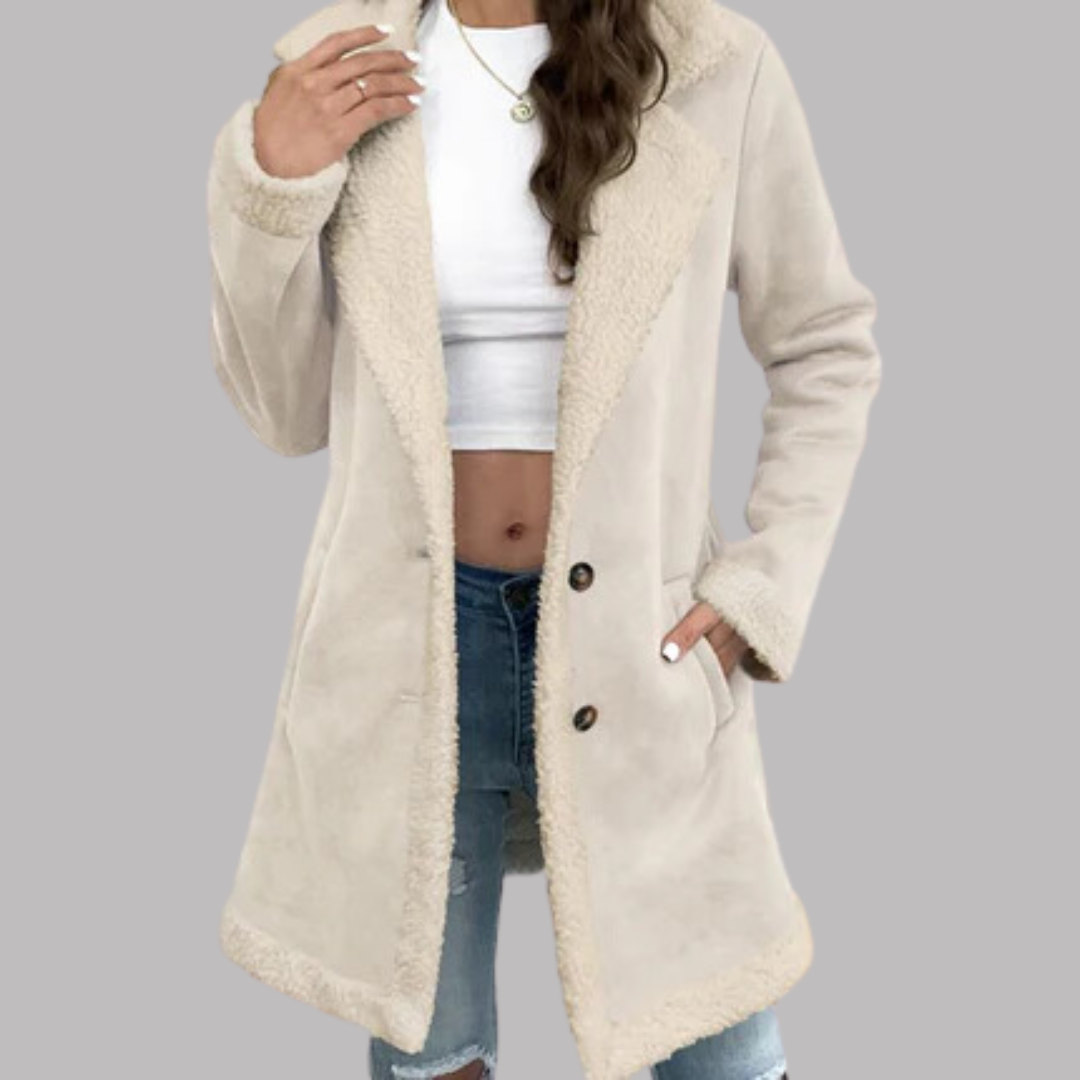 Carol | Camel mantel met teddy voering