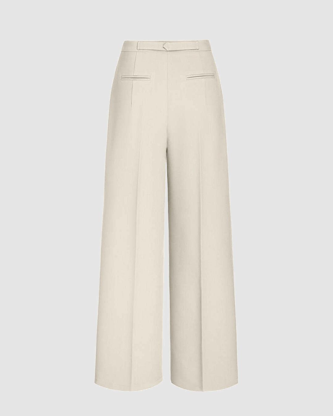 Cream wrap pleated trousers