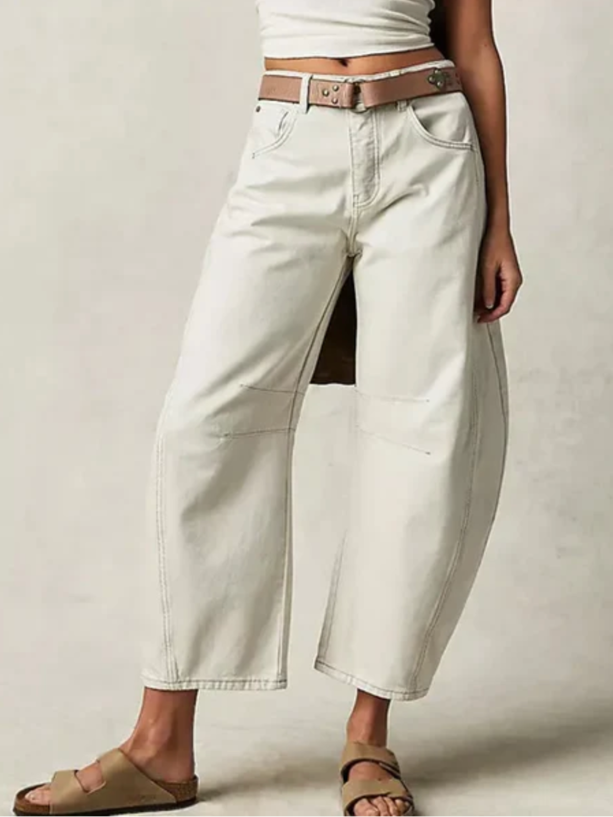 White denim flair jogger