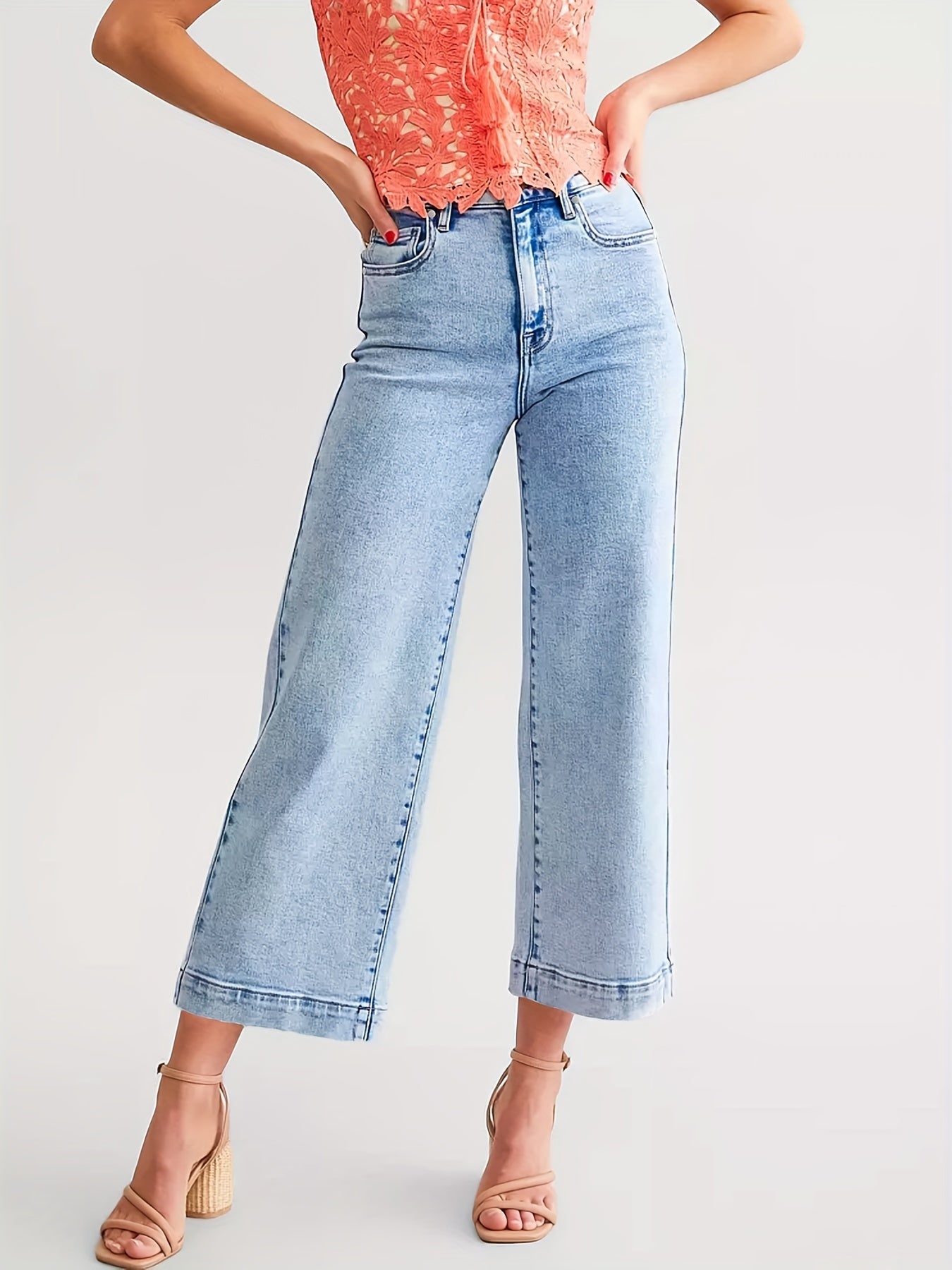Blue cropped high waist Jeans