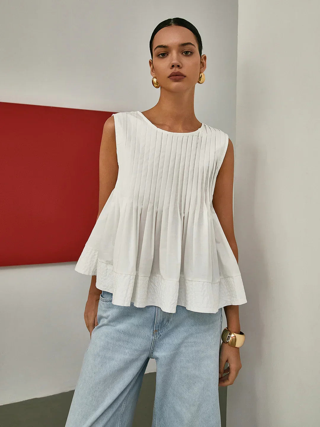 Tala | Pleated sleeveless blouse
