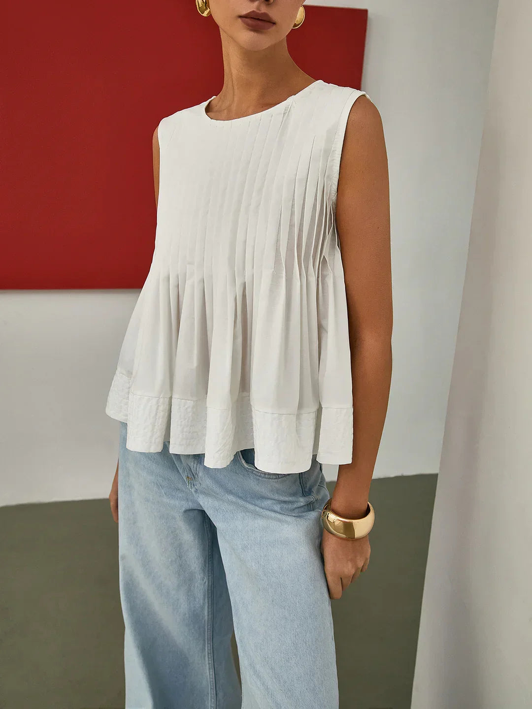Tala | Pleated sleeveless blouse
