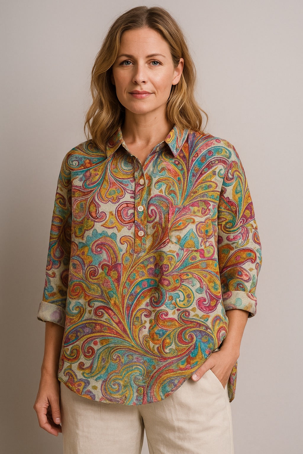Jenai | Paisley linen blouse