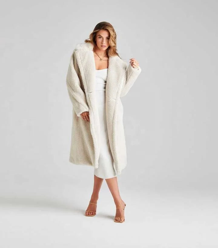 White winter teddy coat