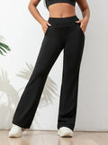 Black elastic casual yoga pants