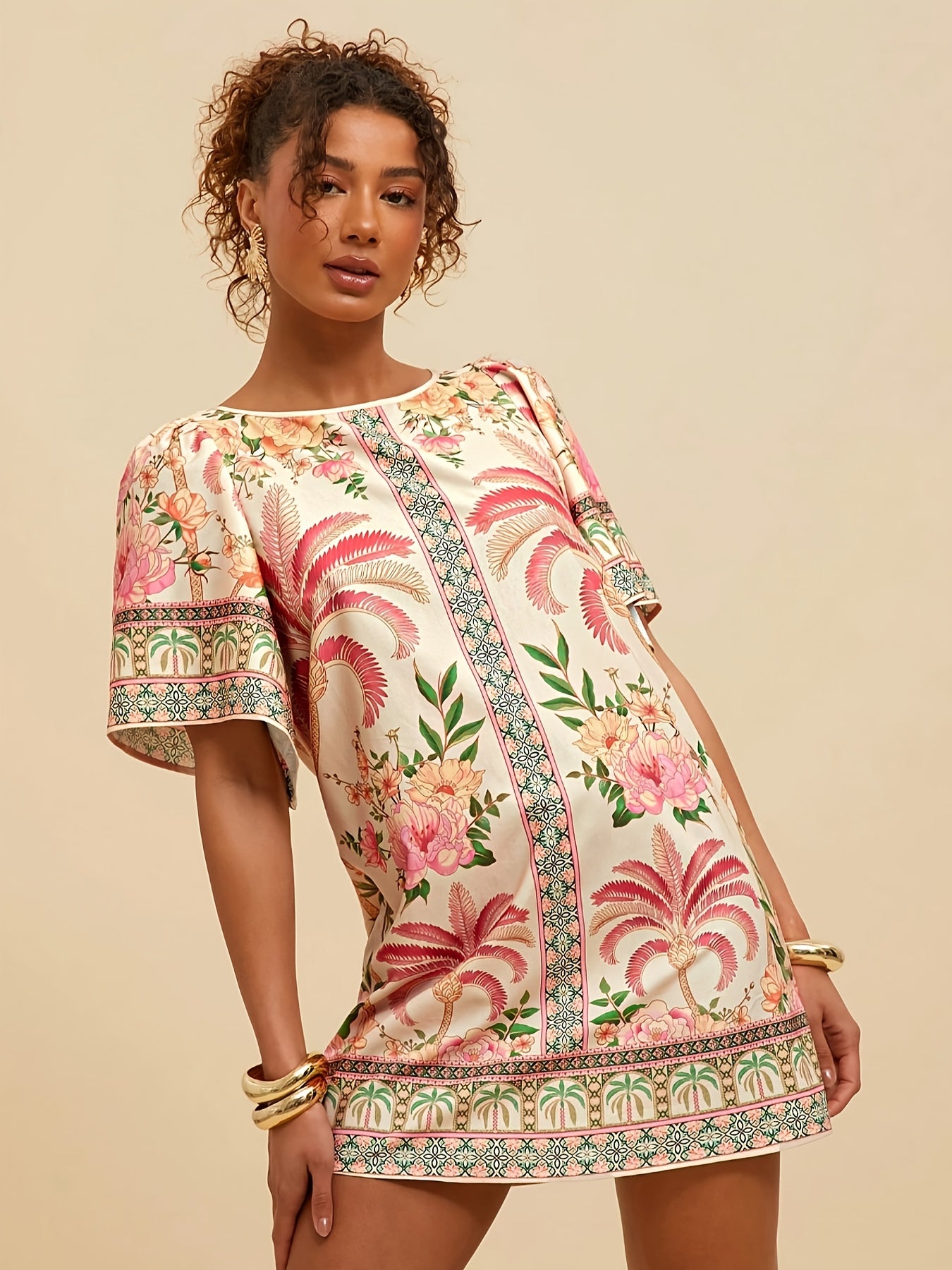 Tunic with tropical print