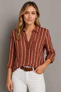 Rust striped blouse